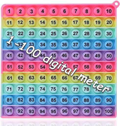 LZDEMI operations1-100 Math Number Learning Pop Fidget Toy, Rainbow Colors, Large Square Math Educational Sensory Game