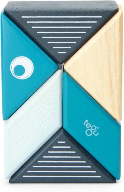 6 Set, Piece Tegu Travel Pal Magnetic Wooden Block Whale