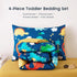 Set 4 Set Wake In Cloud - Dinosaur Toddler Bedding for Boys, Cute Colorful Dinosaurs, Pieces Soft Crib Bed Including