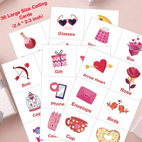 Valentine's Day Bingo Game Card for Kids/Adults - 32 Players, Perfect for Family/School Classroom