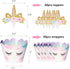 Unicorn Cupcake Toppers and Wrappers - 40 Reversible Rainbow Liners with Cute Decorations for Birthday Party