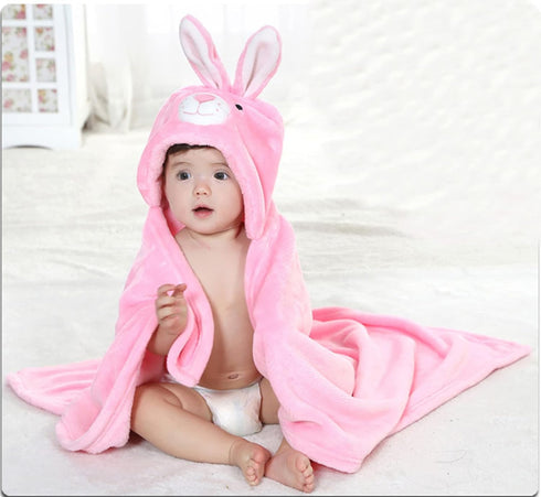0-4 TONWHAR Years Toddlers' And Kids' Boys Girls Animal Face Hooded Blanket Baby's Bathrobe,Plush After Bath