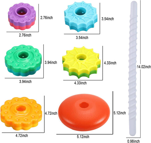 Baby Spinning Stacking Toys, ABS Plastic Rainbow Design Ring Stacker for 6-12 Months Montessori Educational Learning