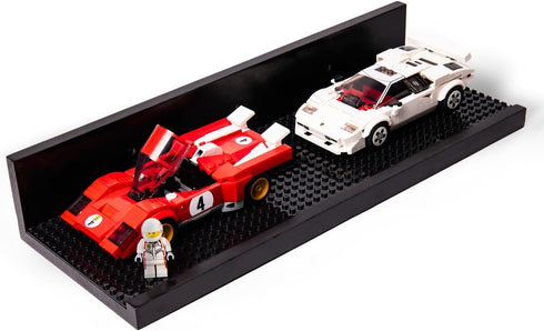 16-inch Building Brick Display Shelves, Set of 2 in Black, Compatible with All Toy Brick Brands
