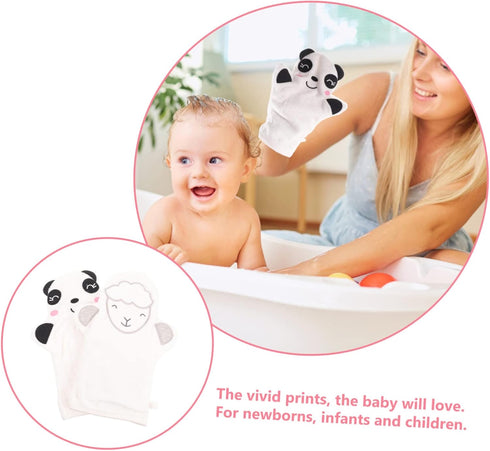 2Pcs bath gloves baby bath baby scrubber bath brush body scrub mitt shower back scrubber mittens kids bath wash gloves bathing gloves clean Accessories cotton white newborn