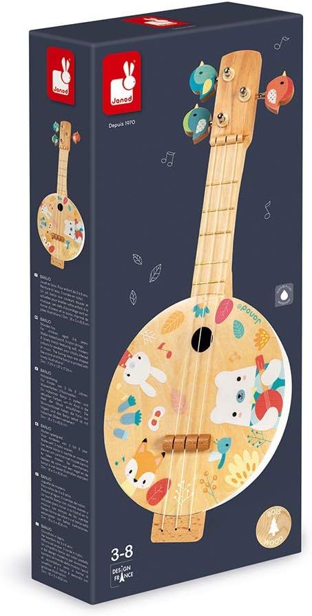3+ Janod - Pure Banjo Children's Musical Instrument Ages - Music Education - Adorable Design - Encourages Creativity