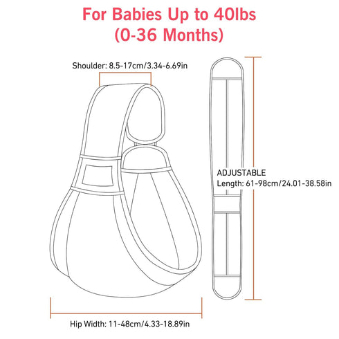 6-40 lbs Adjustable One Shoulder Baby Carrier for Infant, Lightweight Breathable Mesh Baby Hip Carrier Portable Baby