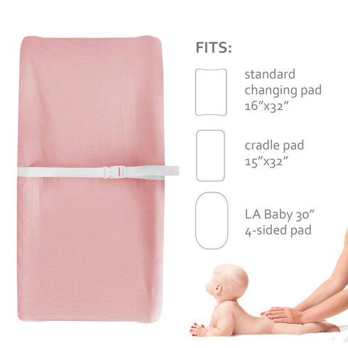 Changing Pad Cover Cotton Pink for Girl, 2 Pack Soft and Breathable Changing Table Pad Cover
