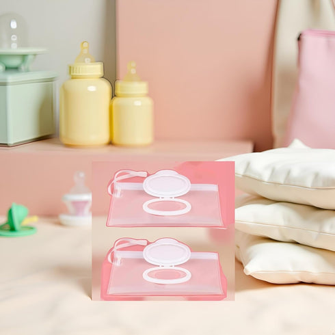 WLngtv 2 Set Pcs White Baby Wipe Case, Travel Holder Keeps Wipes Moist of Wet Diaper Wipes Holders Cases Portable