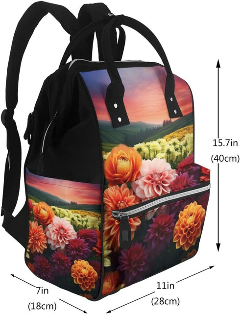 HCBPWVQA Backpack Daypacks Backpack Mommy Beautiful Colorful Flowers Diaper Bag with Changing Pad and Pacifier Holder