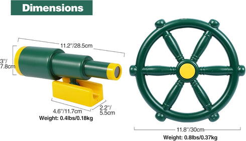 RedSwing Playground Accessories for Kids, Play Set Attachments with Pirate Ship Wheel and Telescope for Outdoor