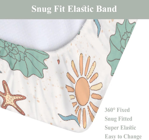 Summer 32''16'' Boho Beach Changing Pad Covers for Baby Girls Boys Retro Seaside Holiday Fitted Change Table Pad Covers