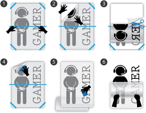 Wall Decal Gamer Gaming Joystick Vinyl Art, Kids Room Decor, 28 in X 43 in