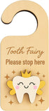 Generic Set Tooth Fairy Box & Door Hanger for Girls and Boys Wooden Tooth Keepsake Box with Fairy Door Sign Tooth Fairy