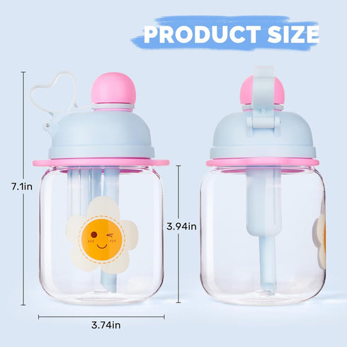 27oz Toddler Water Bottle, Tritan Sports Water Bottle with Straw, Plastic Water Bottle with Soft Strap, Kids Water