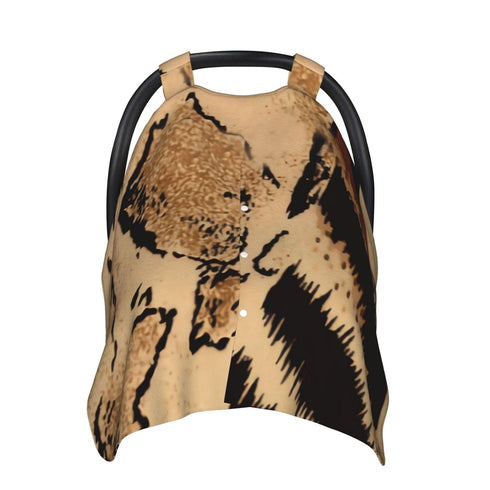 Hcpwzrf Leopard Safari Animal Print Baby Car Seat Cover & Nursing Cover - Breathable Stretch Multi-Use Cover