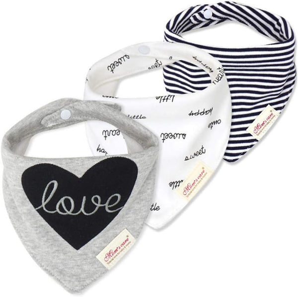JN&LULU 3-Pack Newborn Baby Bibs Baby Bandana Drool Bibs for Drooling and Teething,Organic Cotton Bibs for Baby Gifts