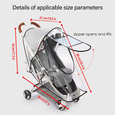 Universal Stroller Rain Cover, Waterproof Dustproof Accessory for Babies, Winter Windproof and Snowproof