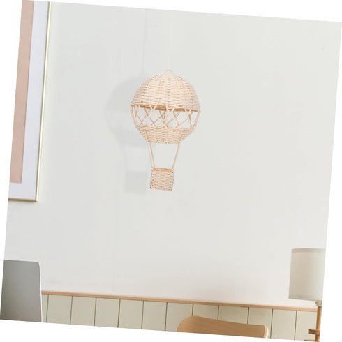 BESTOYARD Rustic Rattan Hot Air Balloon Lamp Shade Handwoven Wicker Wall Art Decor for Boy Girl Rooms Unique Natural
