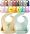 2-Pack Waterproof Silicone Baby Bib, Lightweight Comfortable Easy-Wipe Clean (Beige/Sage, Large)