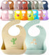 2-Pack Waterproof Silicone Baby Bib, Lightweight Comfortable Easy-Wipe Clean (Beige/Sage, Large)