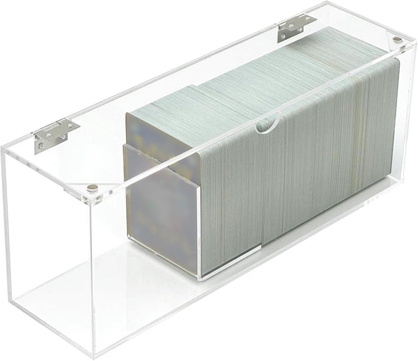 Bigfety Card Storage Box for Trading Cards, Clear Acrylic Deck Holder Case with Removable Dividers