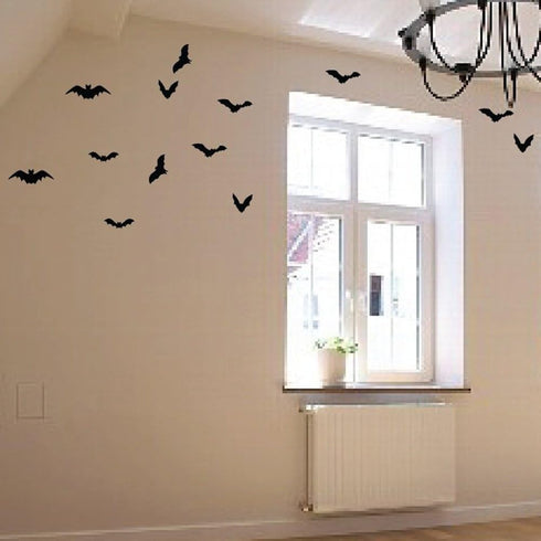 28pcs DIY Halloween Party Supplies PVC 3D Decorative Scary Bats Wall Decal Sticker - Black Halloween Eve Decor