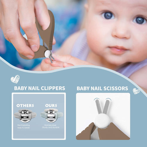 6-in-1 Set, Baby Grooming Natural Wooden Hairbrush and Comb, Nail Clippers,Nail Scissors, Nail File and Tweezers