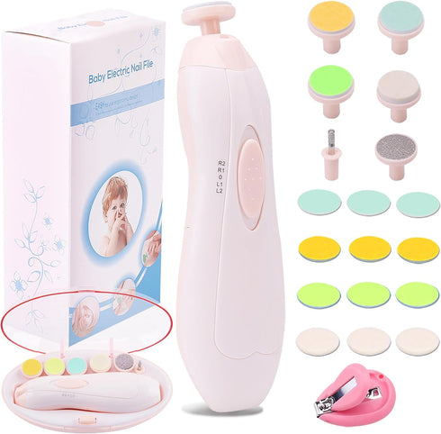 Baby Nail Trimmer Electric Nail File, 20 in 1 Safe Nail Filer Grinder Kit for Newborns and Kids