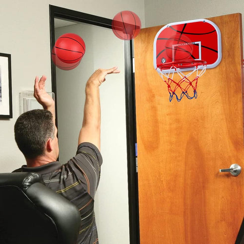 Mini Basketball Hoop Set for Kids & Adults, Indoor Wall Mount Basketball Hoop with 4 Toddler Basketballs, Sport Gifts