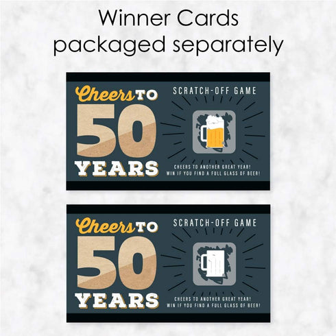 Big Dot of Happiness Cheers and Beers to 50 Years - 50th Birthday Party Scratch Off Cards, 22 Count