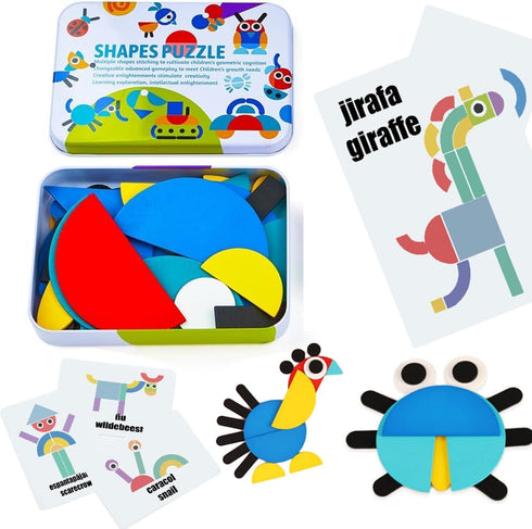 Spanish Sight Words Jigsaw Puzzle for Kids, Bilingual Learning Toy, Educational Stacking and Sorting Game