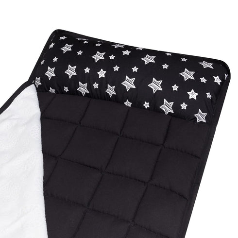 Toddler Sleeping Bag Nap Mat Black with Removable Pillow, Lightweight, Soft for Kids Preschool Travel