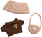 QIUTIMIY 17cm Doll Clothes - Cute 3 Piece Set: Brown Sweater, Khaki Cap,