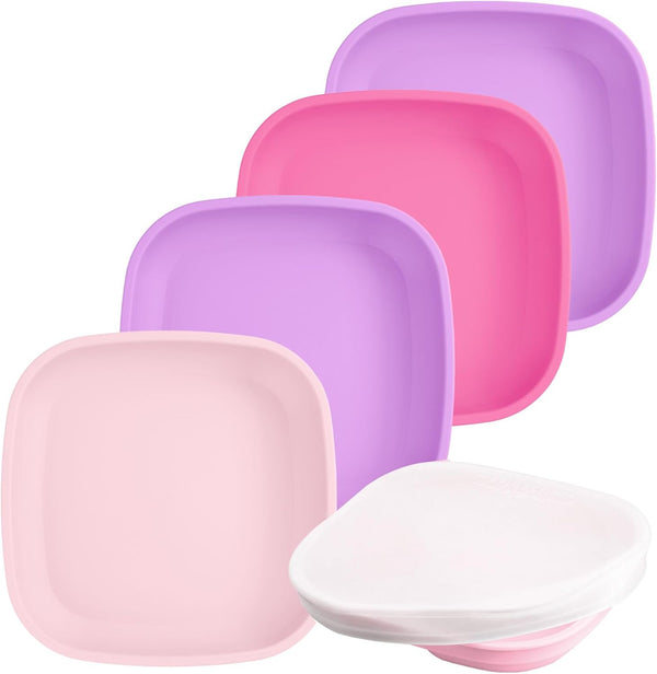 Re-Play Toddler Plates - 22 Oz. Deep-Walled Flat Kids Plates - Dishwasher