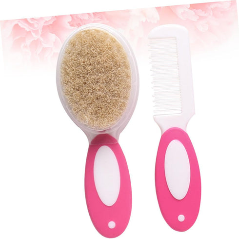 PERSELOSO 2pcs Set Newborn Hair Brush Hairbrush Boy Girl Comb Kit Care Comb Brush