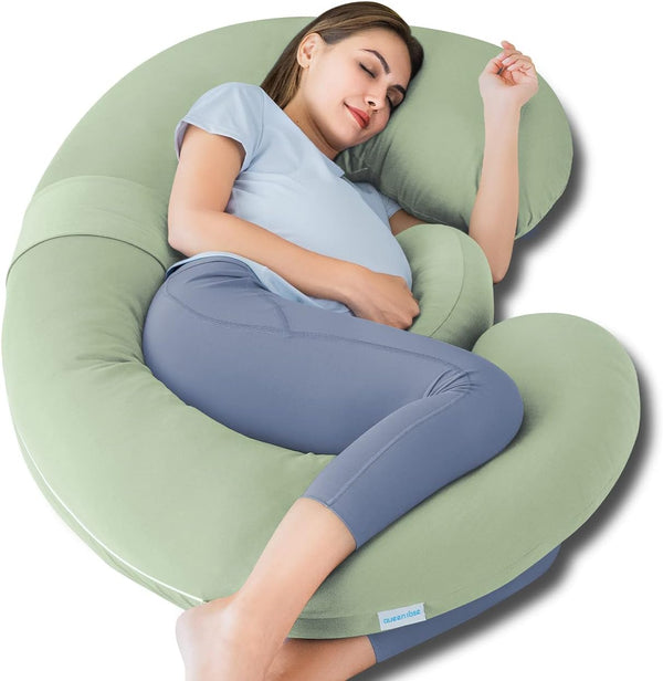 QUEEN ROSE Cooling Pregnancy Pillows - E Shaped Pregnancy Pillows for Sleeping,