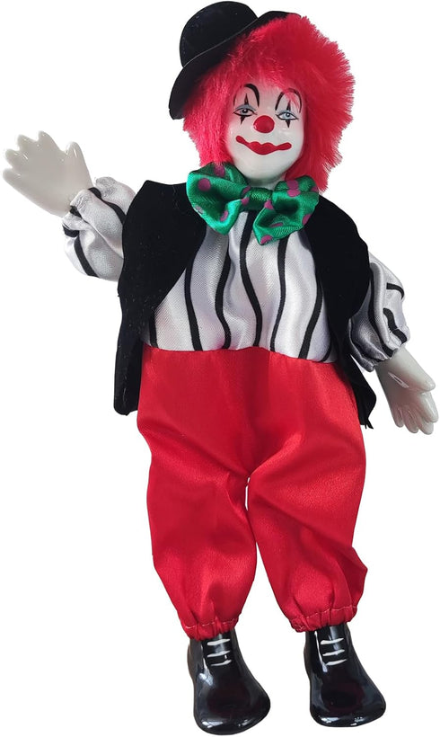 Maxyoung 9 Inch Porcelain Clown Doll - Vintage Collectible Figure, Hand Painted Toy, Movable Joints