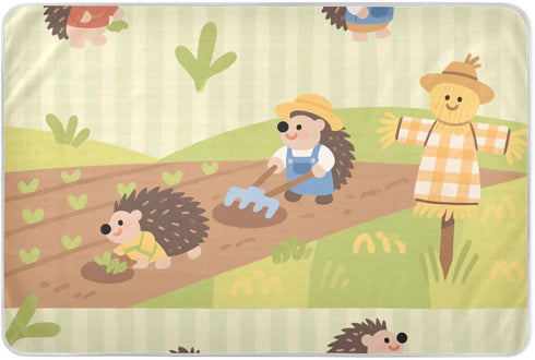 siphylline Cartoon Farmer Hedgehogs Green Extra Large Resuable Diaper Mats Waterproof Washable Potty