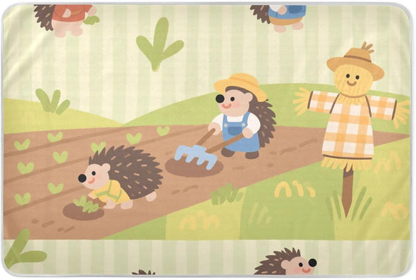 siphylline Cartoon Farmer Hedgehogs Green Extra Large Resuable Diaper Mats Waterproof Washable Potty
