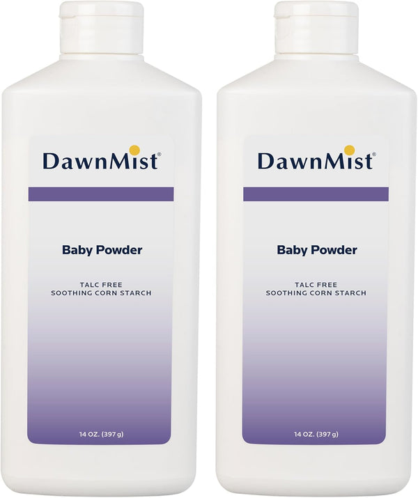 Dukal DawnMist Cornstarch Baby Powder 14 oz Pack of 2 | Gentle,