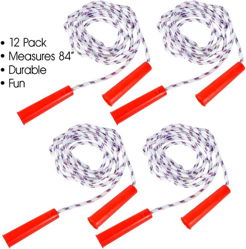 ArtCreativity 84 Inch Nylon Ropes for Kids, Pack of 12 Durable Jump Ropes for Indoor and Outdoor Activity