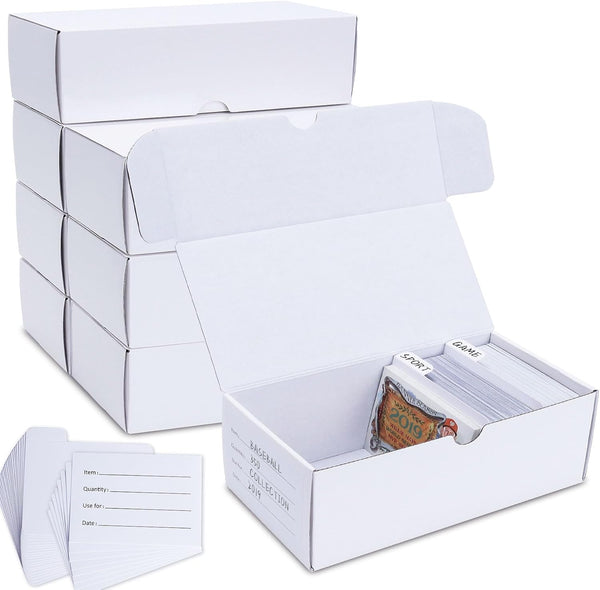 8-Pack Trading-Card Storage Box • 400 Count Corrugated Cardboard with Dividers & Labels for TCG/Magic/Mtg Collection,