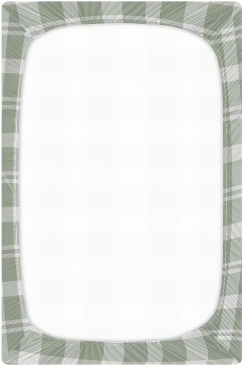 CHUROUSY 27x39 Inch Sage Green Buffalo Plaid Crib Sheets for Boys Girl Rustic Green Grey Gingham Checkered Print