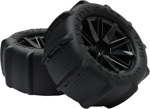 2 Pieces RC 1:16 Pre-Glued Paddles Buggy Tires, Hex 12mm Wheels for Snow Sand Off Road Car (2 PCS)