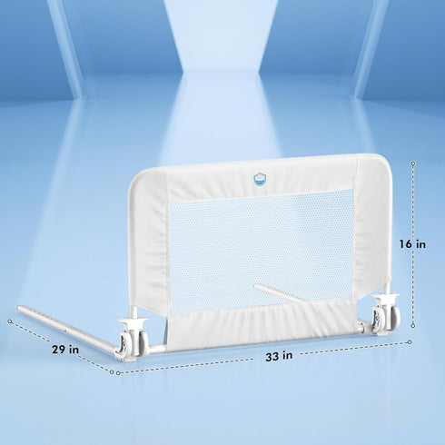Salcod 33inch Universal Swing Down Crib Rail Guard, Convertible Crib Bed Rail for Toddlers, with Reinforced Wing Nut