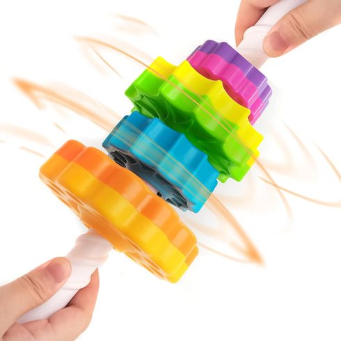 Premium Baby Spin Stack Toy, Educational Stacking Toy for Toddlers, Rainbow Spinning Wheel