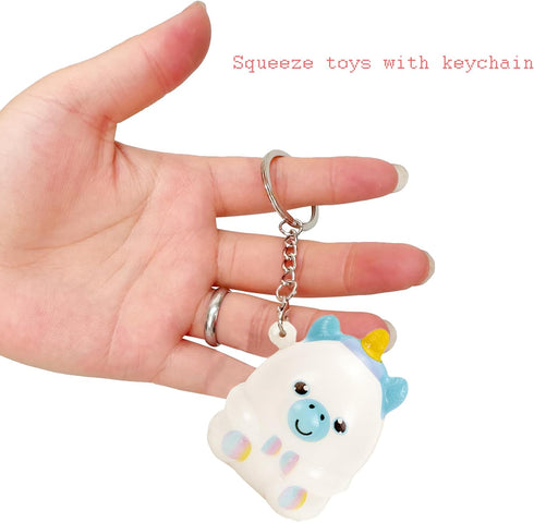 20 Packs Animal Squishies Toys Keychains Set, Mini Stress Relief Squeeze Toys for Kids Birthday Gifts