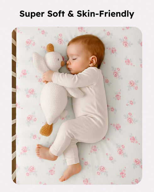 FILLEEP Pack 2-Pack Pack 38" 26" and Play Sheets Fitted, Mini Crib Sheets for N Play Mattress, Stretchy Playpen Sheet