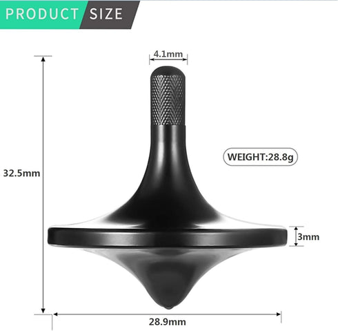 Stainless Steel Spinning Top, Premium Exquisite Metal Desk EDC Fidget Toy, Spin Over 6 Minutes (Black)